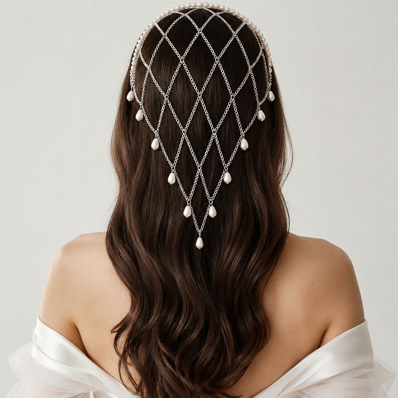 Beaded Trim Fringe - Сетчатая повязка на голову с отделкой