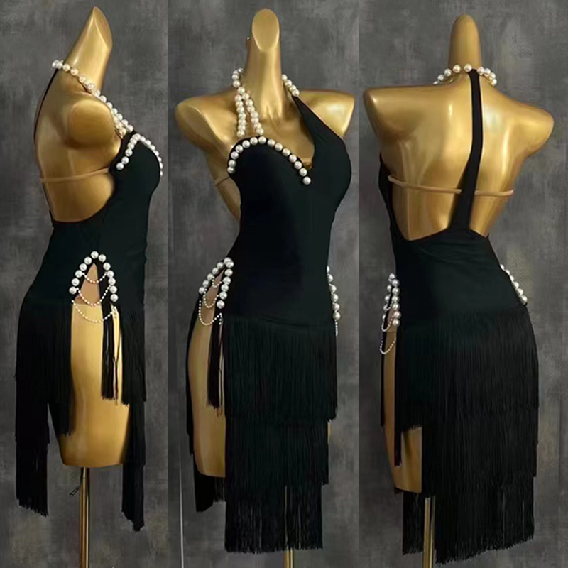 Beaded Trim Fringe - Высококачественное платье для латинских танцев 202,