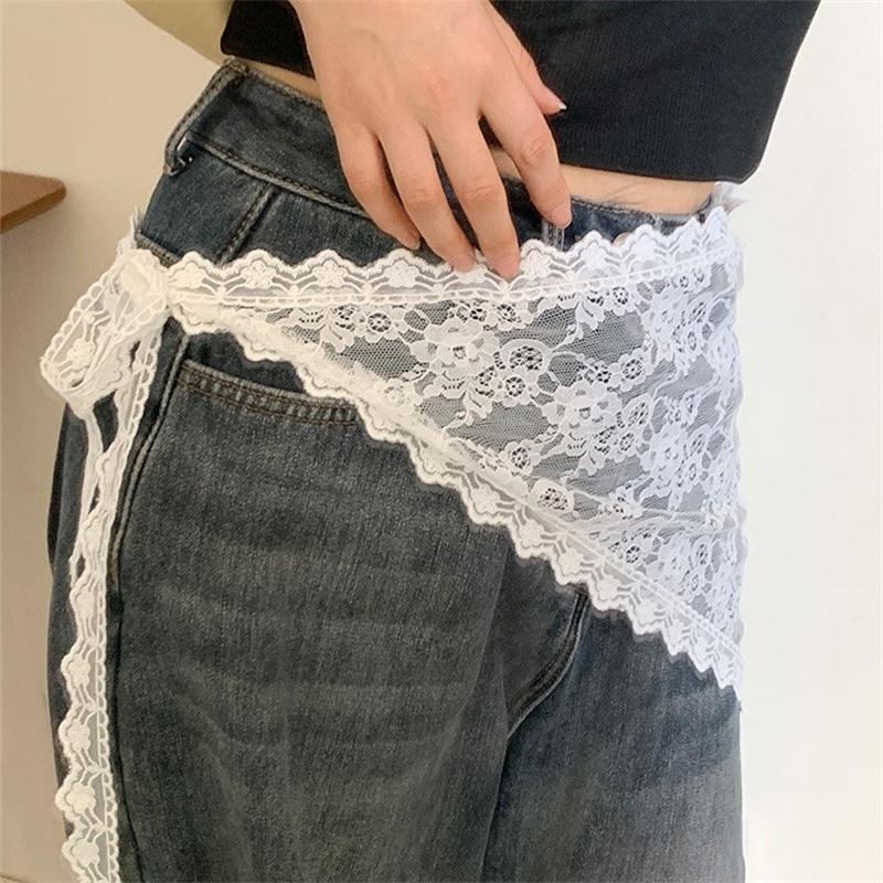 Lace Ribbon Trim - Треугольная кружевная короткая юбка, полуюбка, кружевная